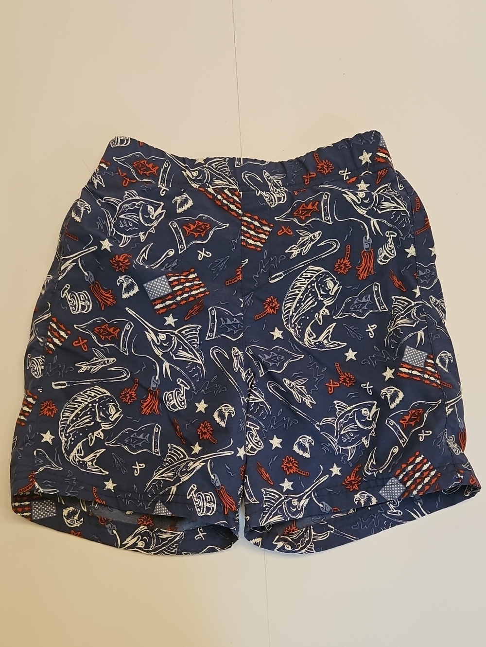 Columbia Boys' Navy Blue Fish & Flag Swim Trunks